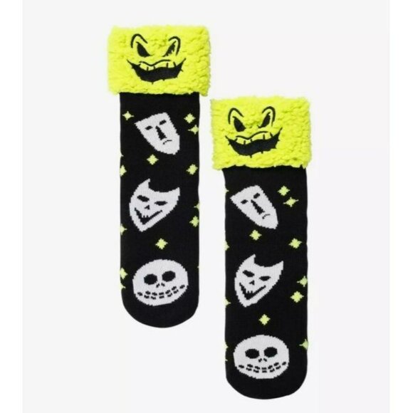 Disney The Nightmare Before Christmas Slippers Socks 1 Pair Faux Fur Oogie - Picture 1 of 3